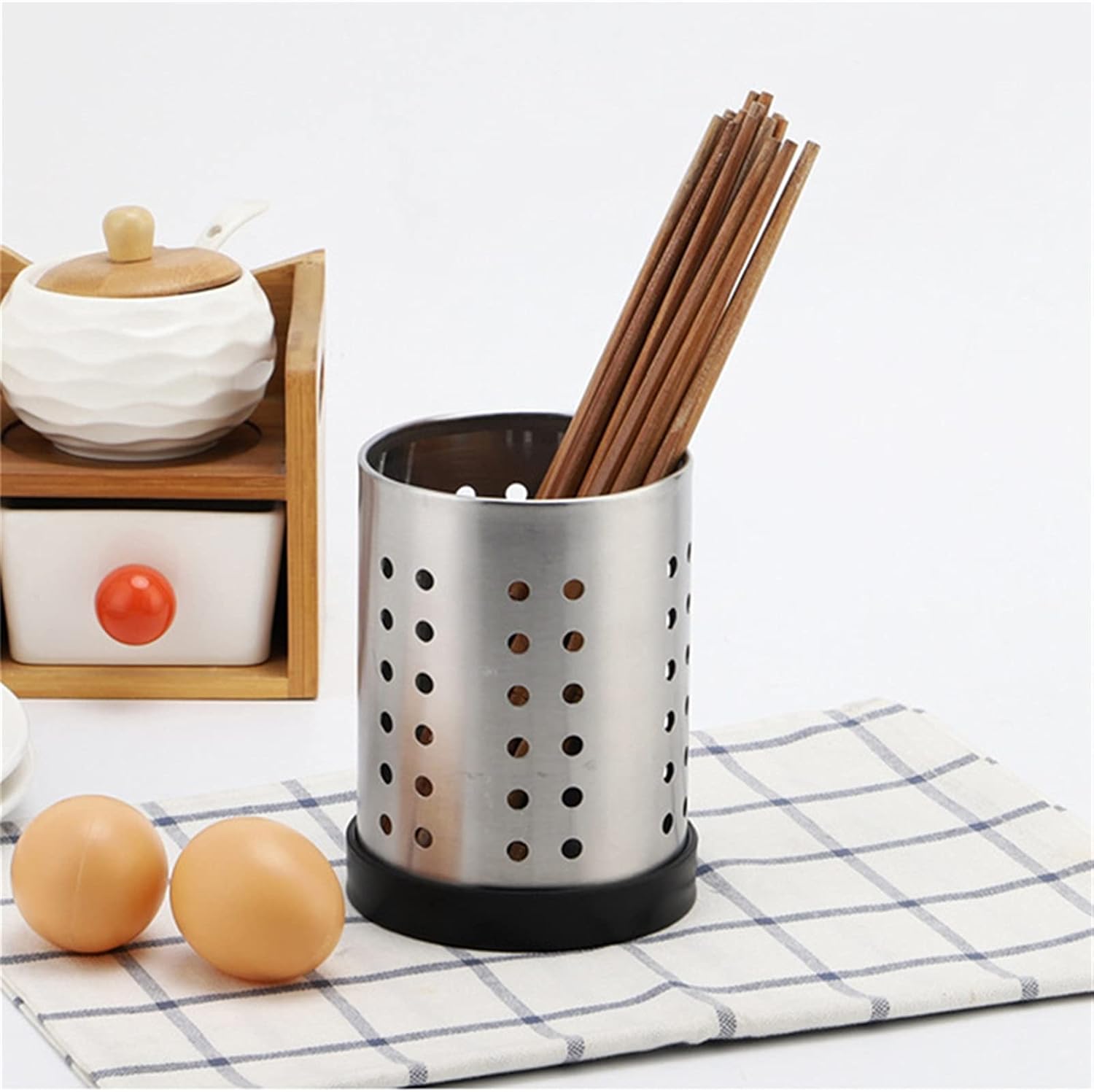 Utensils Holder 2 Great Stainless Steel Home Kitchen Chopsticks Storage Rack Multifunctional Fork Spoon Drain Holder Accessories Organizer Kitchenware Organizer (Mat