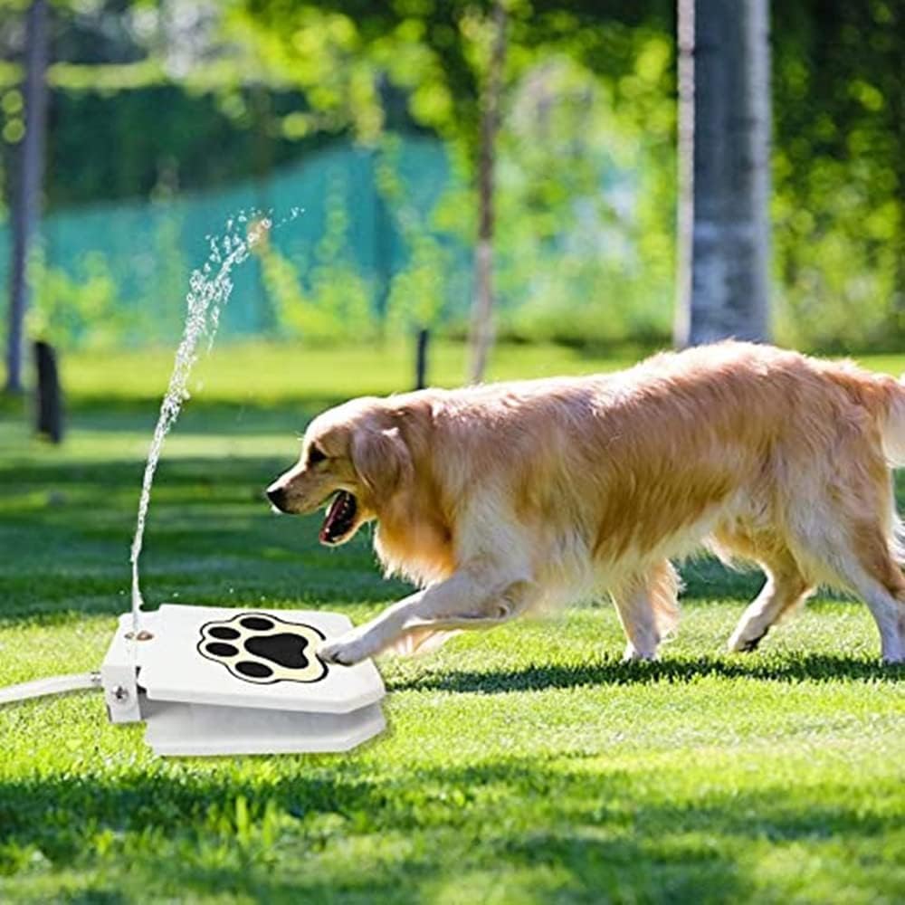 Dog Water Fountain Pet Fountain - Upgraded Dog Fountain Outdoor Dog Water Sprinkler Dog Water Fountain Step On with Hose Water Toy for Dog Pet Water Fountain thumbnail 3