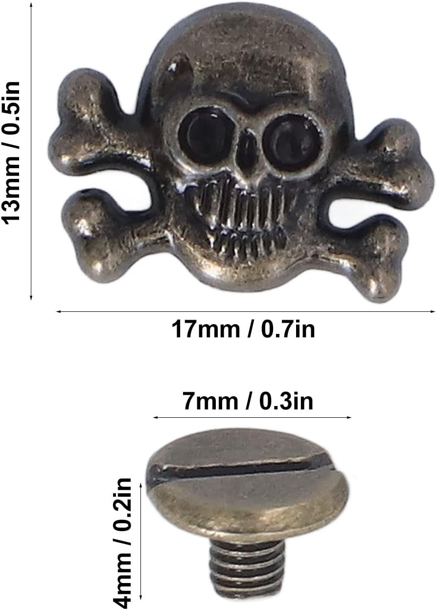80 Sets Skull Rivets, Punk Skull Head Stud DIY Rivet, Metal Skull Rapid Rivet, Gothic Style Beautiful Fashionable DIY Rivet Accessories for Making Shoes Belts Leather Craft DIY(LsX1418W)
