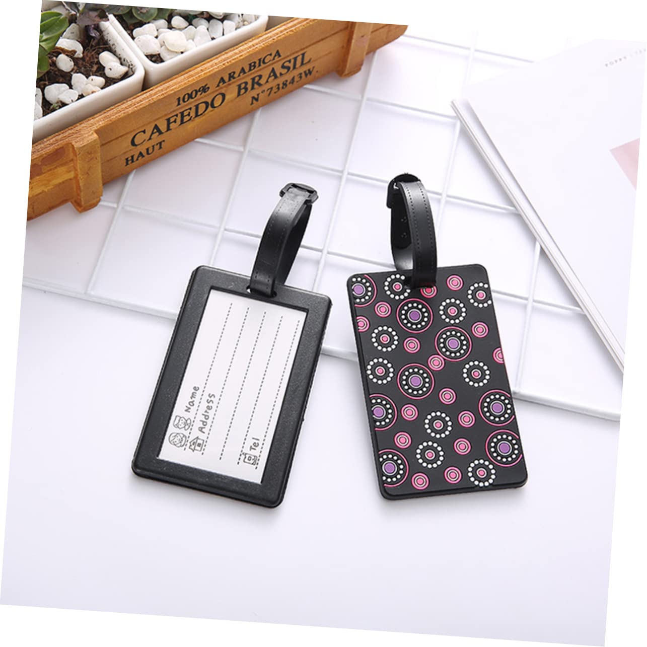 12 Pezzi Etichette per Valigie in Gomma Morbida, Luggage Tag | Briefcase e Suitcase, Airport Baggage Claim e Travel, Labeling Info Personale, Wear-resistant Stile Casuale