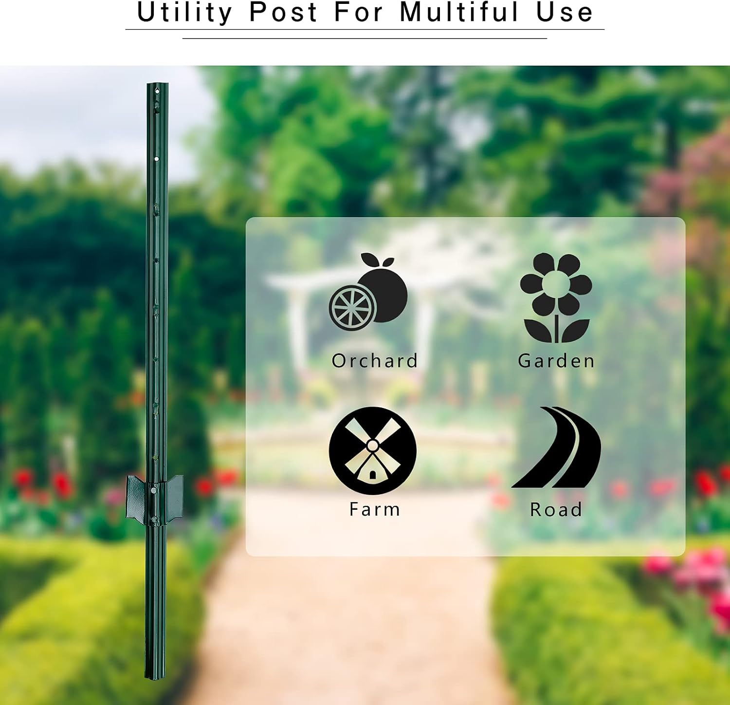 Gtongoko 3 Feet Sturdy Duty Metal Fence Post, Pack of 10, U Post for Fencing Green Fence Posts for Garden Yard and Outdoor Wire - Image 3