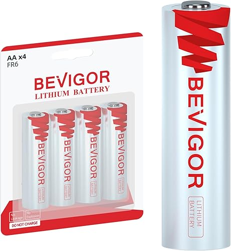BEVIGOR Lithium Batteries AA,3000mAh 1.5V 4Pack Lithium Iron AA Batteries,Double A Batteries for Flashlight, Toys, Remote Control【Non-Rechargeable】