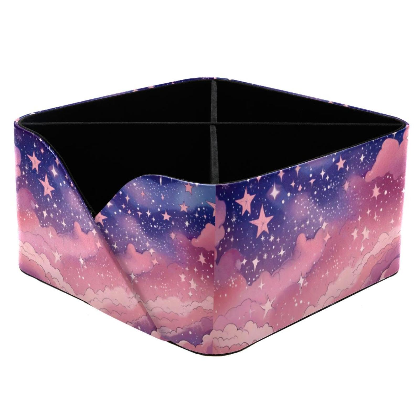 Porte-stylo double compartiment : rangement papeterie et pinceaux rose ciel étoilé