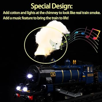 Kyglaring Led Light Kit for Lego Train Sets Building Blocks, Orient Express Train Lego Lighting Set Compatible with Lego 21344 - No Lego Model Train Buildings (Sound Version)