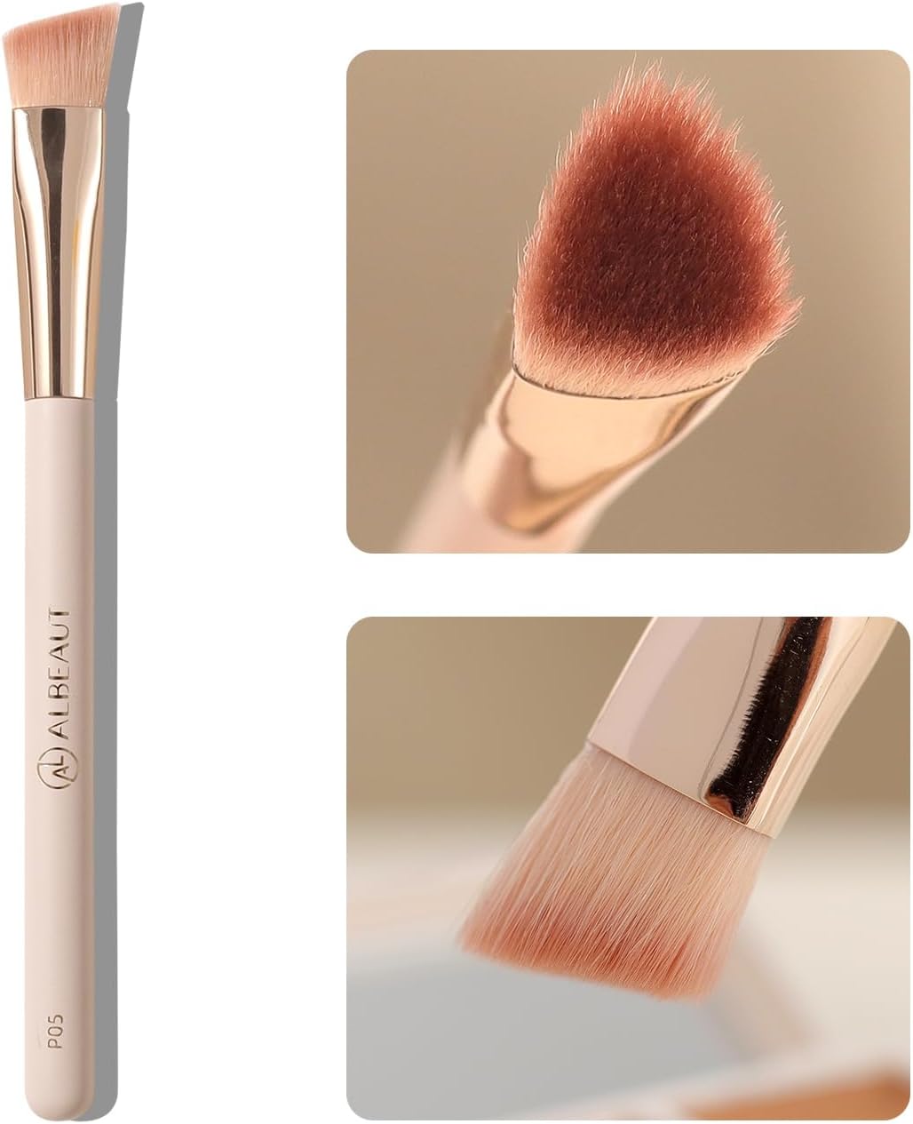 Albeaut Triangle Concealer Brush, Angled Under Eye Brightening Brush for Liquid Cream Powder Small Nose Contour Foundation Makeup Brush