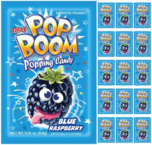 Tiltay Pop Boom Popping Candy – 16 Packs (Blue Raspberry)