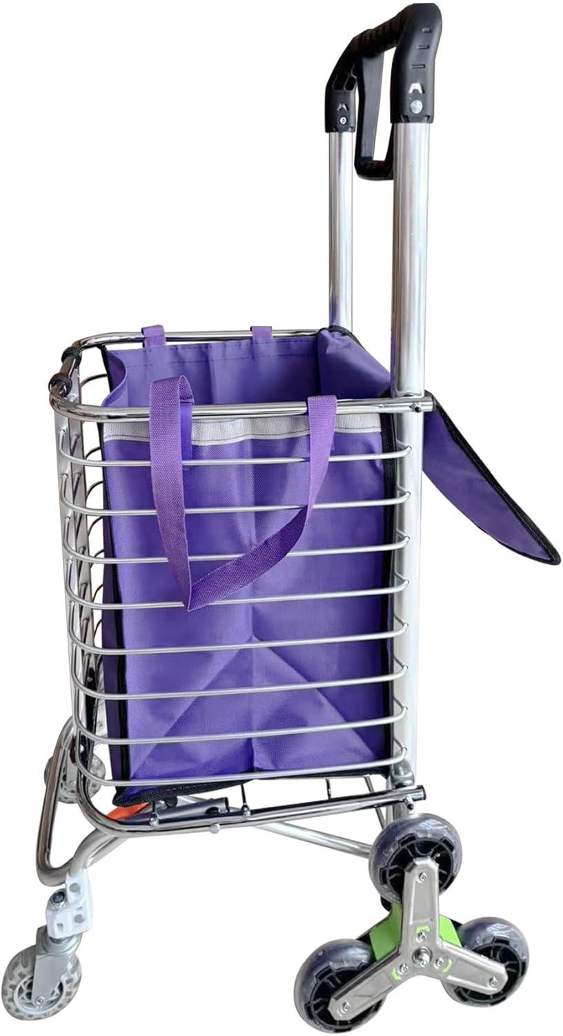 Heavy-Duty Folding Stair-Climbing Cart - All-Terrain Grocery & Cargo Utility Wagon, Collapsible Hand Truck for Home/Outdoor/Shopping (44lbs)