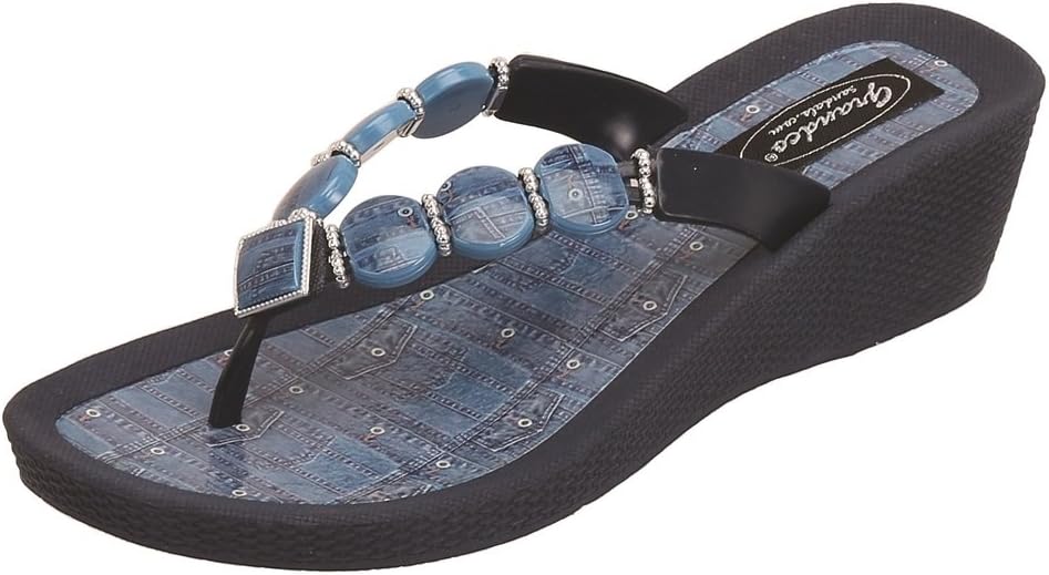 Grandco Women's Denim V Thong Sandals Clothing, Shoes