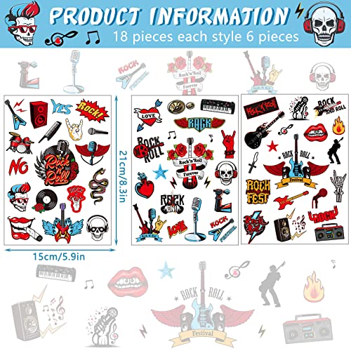 18 Sheets, Rock Star Party Decorations Born To Rock And Roll, Punk Rock Fake Temporary Tattoos Party Favors #TOP2