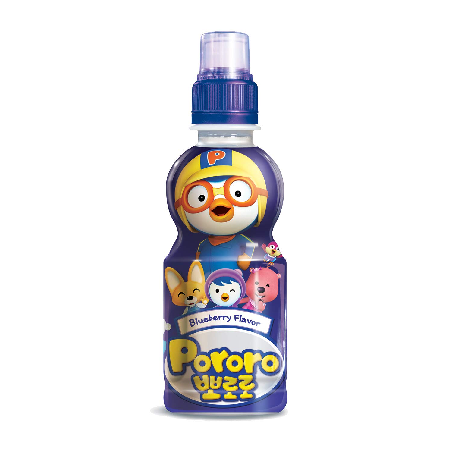 Paldo Fun & Yum Pororo Kids Blueberry Flavor Drink, Pack of 8, Fruit Juice Drinks with Comfortable Push-Pull Sports Cap, Perfect Drink for Children 7.95 fl oz. x 8