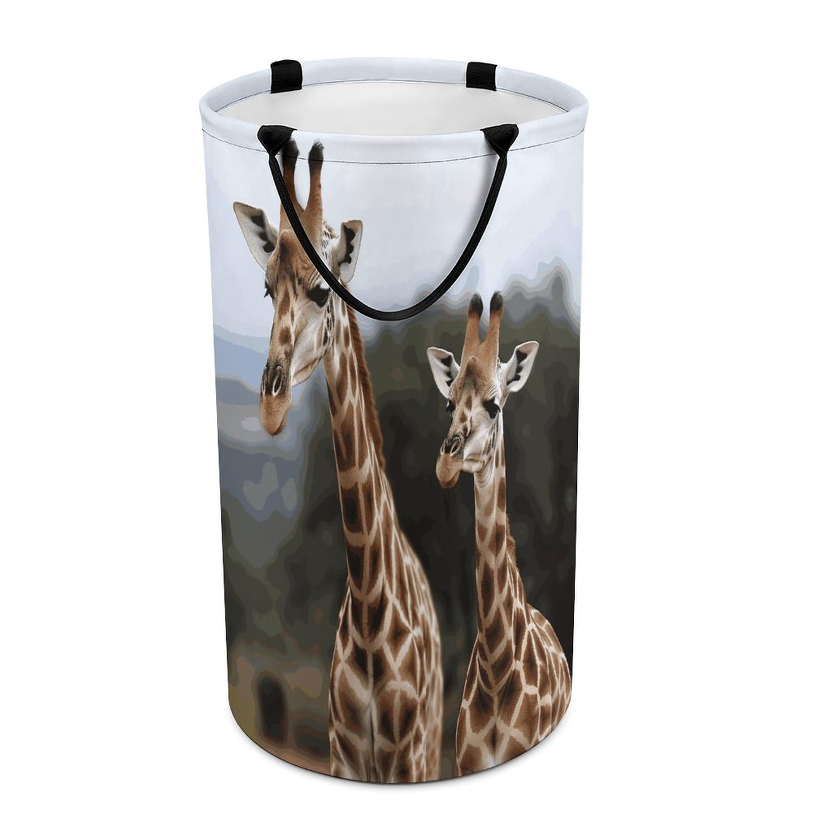 Panier à linge pliable grande capacité autonome motif girafes décoratif