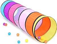 SweHouse Colorful Pop Up Play Tunnel Tent for Babies Toddlers Kids - Safe Indoor Outdoor Crawl Tube with Mesh Windows