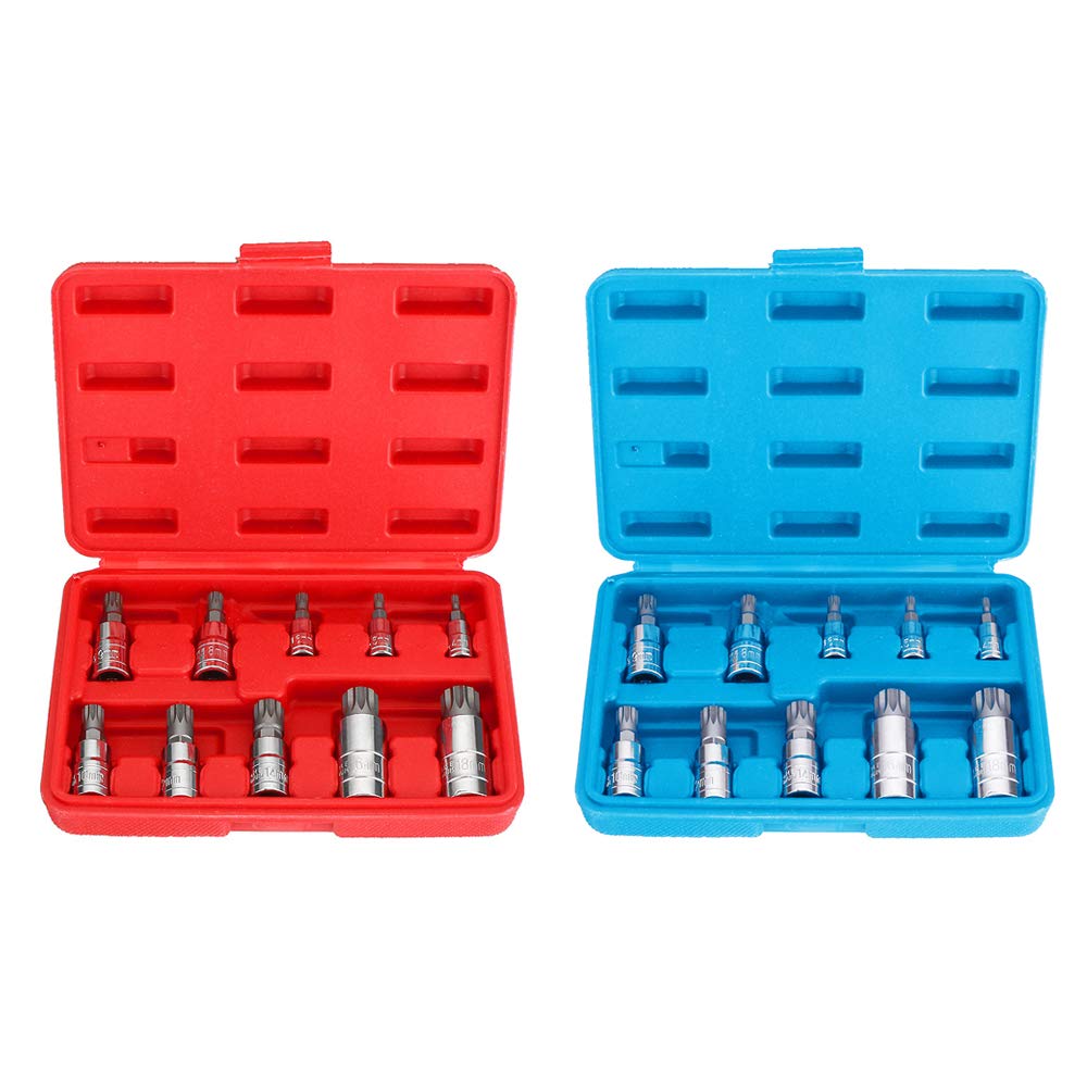 Lot de 10 adaptateurs de prise à double extrémité Rouge/bleu XZN12 - Rouge