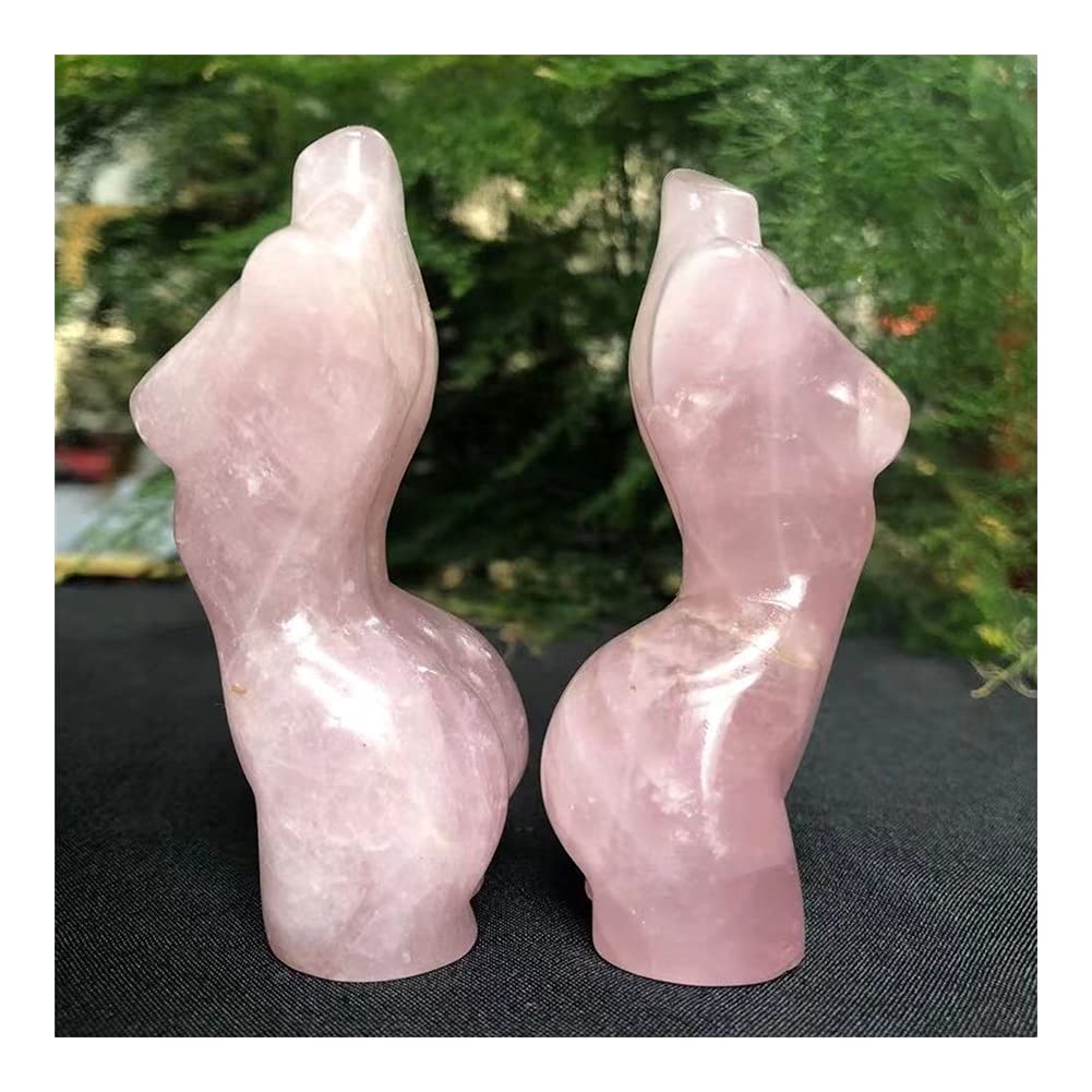 Plein de Textures for la 100-120g Naturel Rose Quartz Déesse Statue Cristal Sculpté Femme Torse Énergie Rose Gemme Corps Sculpture Décorer Cadeau (Size : One Size)