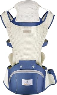 SONARIN Breathable Summer Hip Carrier Multi-Function 3 in 1 Hip Seat Carrier Ergonomic Baby Carrier Backpack Front Carrier Multiple Positions for 0-36 Months (Dark Blue)