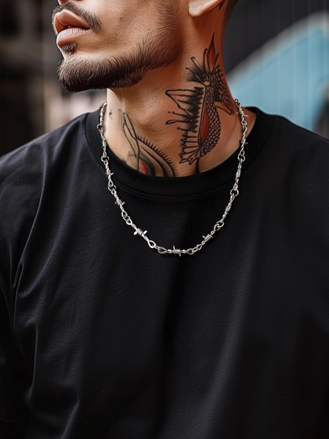 ChainsHouse Barbed Wire Necklace Punk Thorns Chain Necklace for Men Women, 5/6/7/9/12MM Wide Stainless Steel/Black Metal/Gold Plated Hiphop Rock Jewelry, 18-22 Inches - Image 6