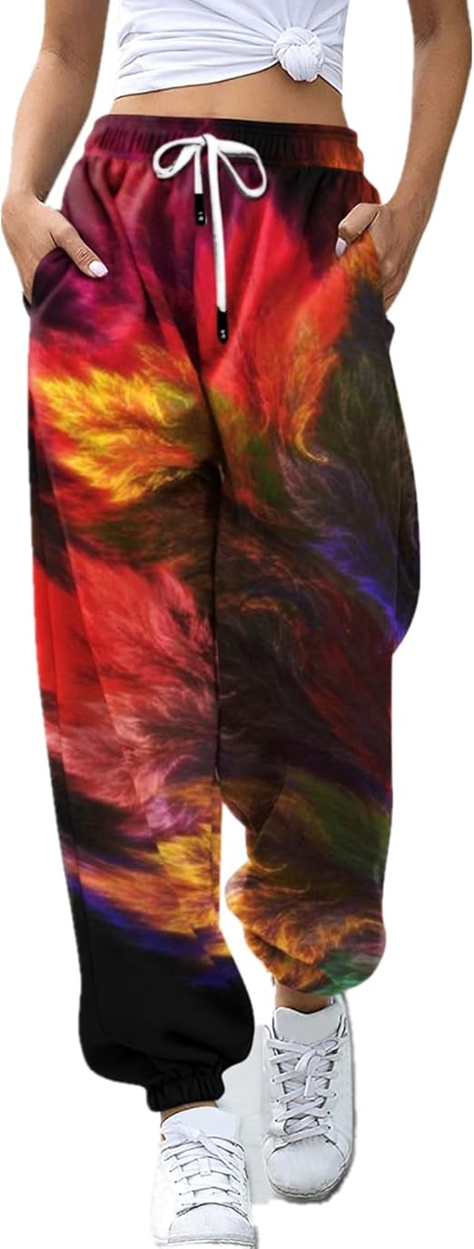 Femmes Dames Imprimé Largeur De Bande Pantalon à Jambe Ample Pantalon