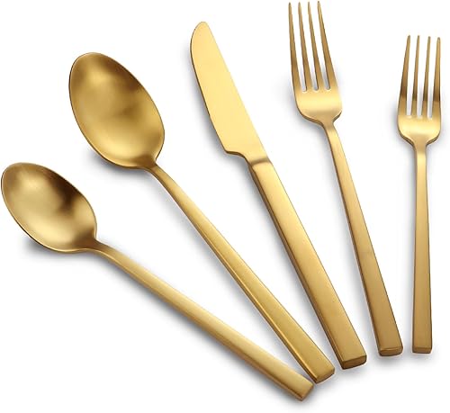 Miniatura 9 de Juego de Cubiertos Juego de Vajilla de Acero Inoxidable 18/10 Juego de Cubiertos con Acabado Mate Vintage 20 Piezas Servicio para 4 Plata mate