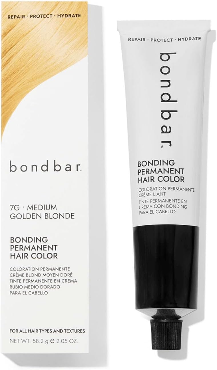7G Medium Golden Blonde Bonding Permanent Creme Hair Color, Repairing hair dye for all hair types, Vegan, Built in Bonding, 2.05 Oz