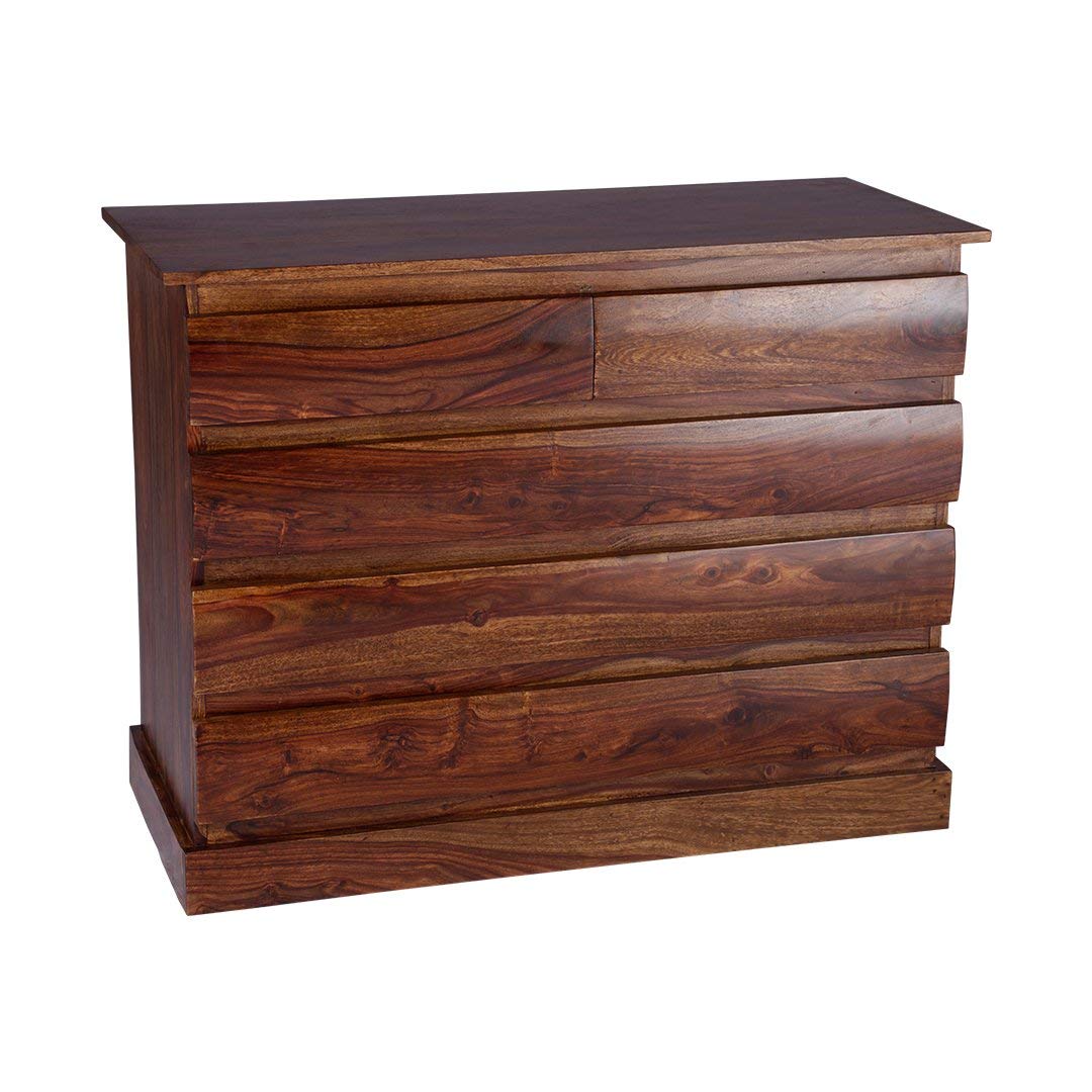 MADE WOOD Chest of Drawers 5 Drawers for Cabinet Storage Dresser for Cloth for Bedroom/Living Room Home Storage [Sheesham Wood Provincial Teak]-image-0