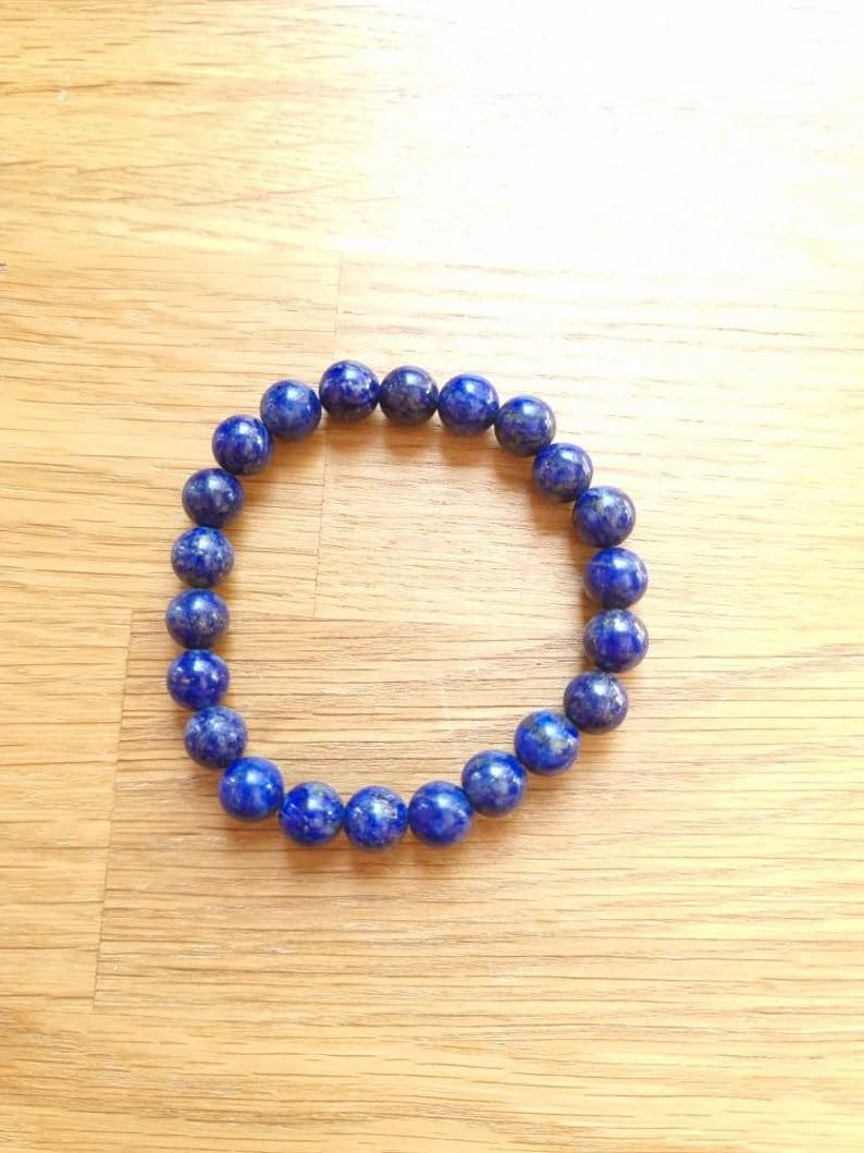 LKBEADS Naturalna bransoletka z koralikami lapis 6 mm rondelle smooth 7 cali półprecyzyjne kamienie koraliki, bransoletka z koralikami, dla mężczyzn i kobiet, uzdrawiająca, kryształowa, rozciągliwa,