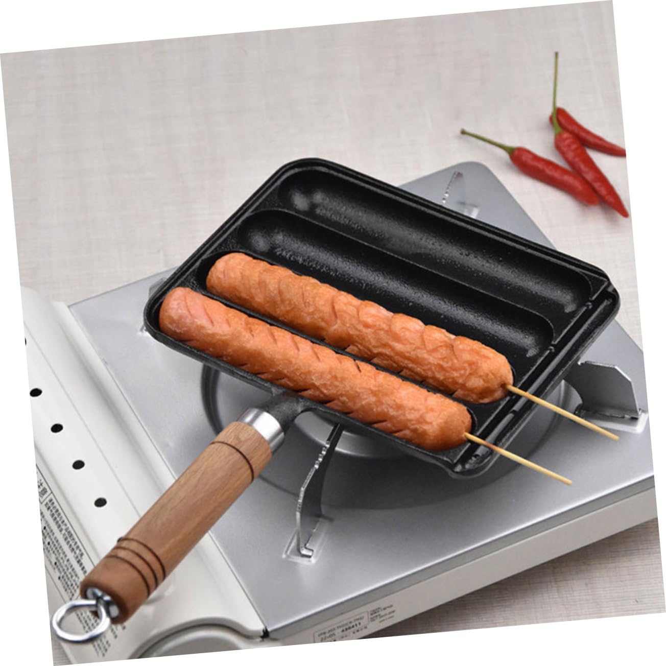 YARNOW Macchinetta per Hot Dog in Ferro Nero con Manico per Bbq