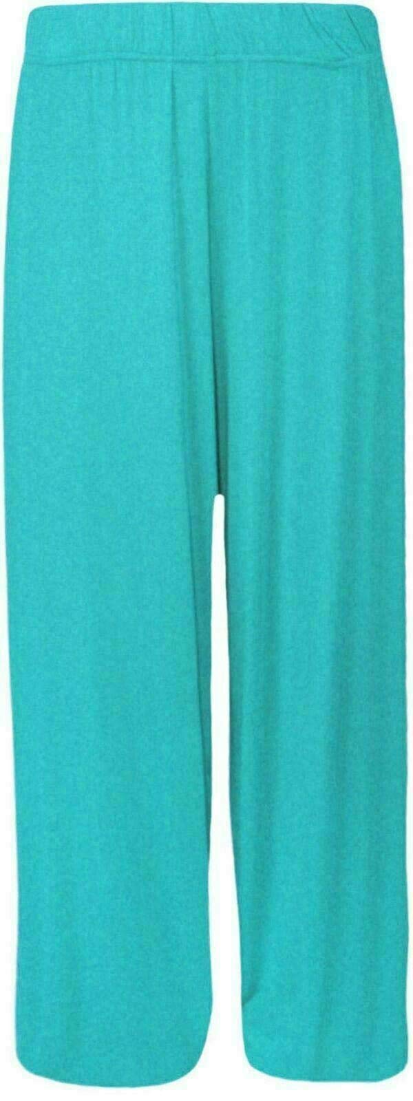 Fairy Boutique Women's Turquoise Flared Wide Leg Elasticated Waist Palazzo Baggy Plain Casual Wear Trousers Pants