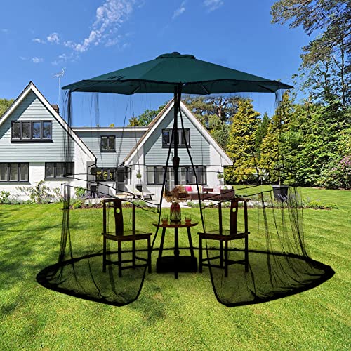 Doosarg 7.5-10Ft Umbrella Netting For Outdoor Umbrellas, Patio Umbrella Mosquito Netting With Led Strip Lights, Adjustable Rope, Fits 9Ft Outdoor Table Umbrellas (Black) #TOP6