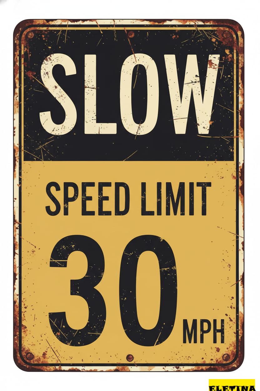 Speed Limit 30 MPH Traffic Tin Sign, 8x12 Inch