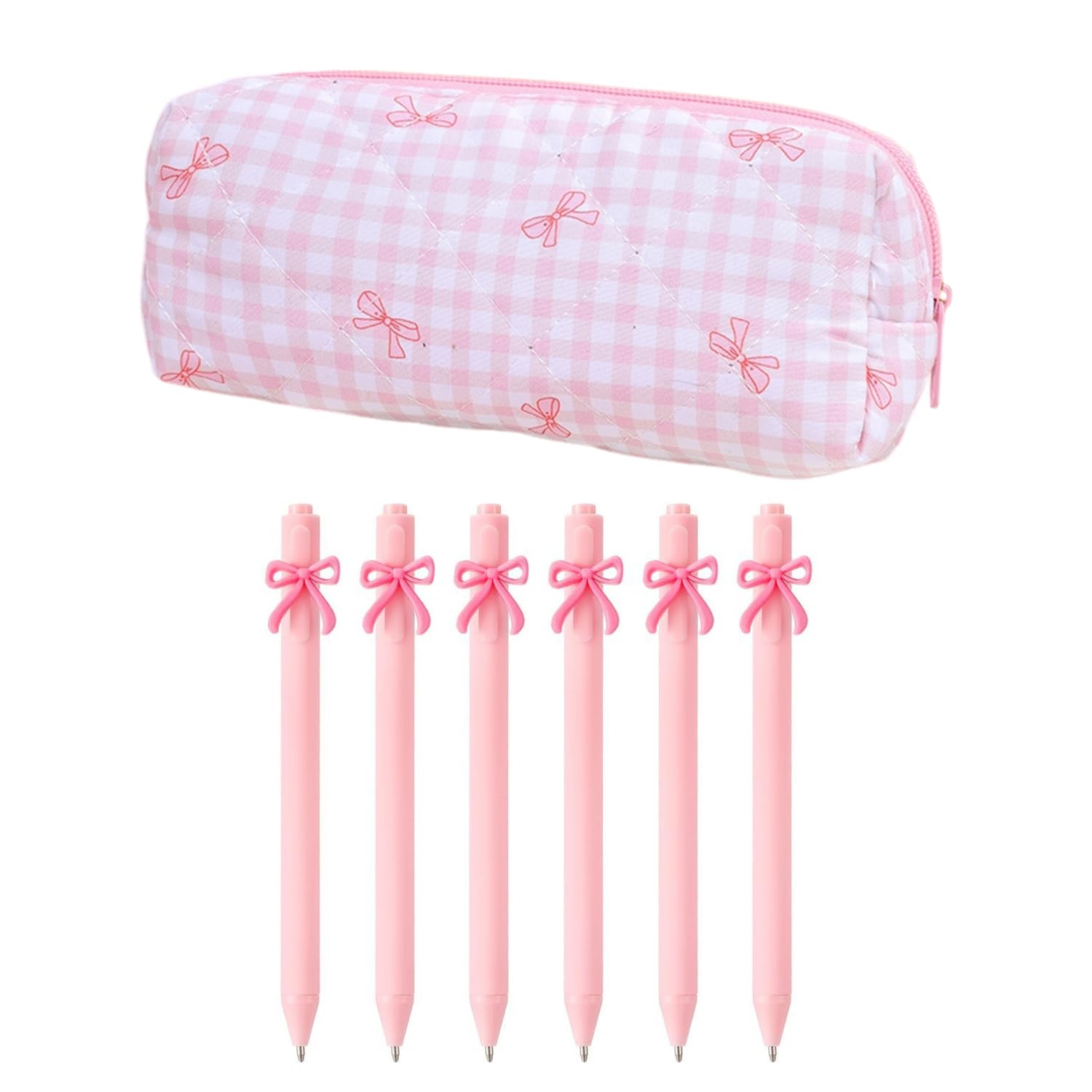 RNFKSU 6 Pink Butterfly Gel Pens, 1 Large-Capacity Stationery Storage Bag, Black Press Pen, Smooth Writing, Suitable For Schools And Offices.