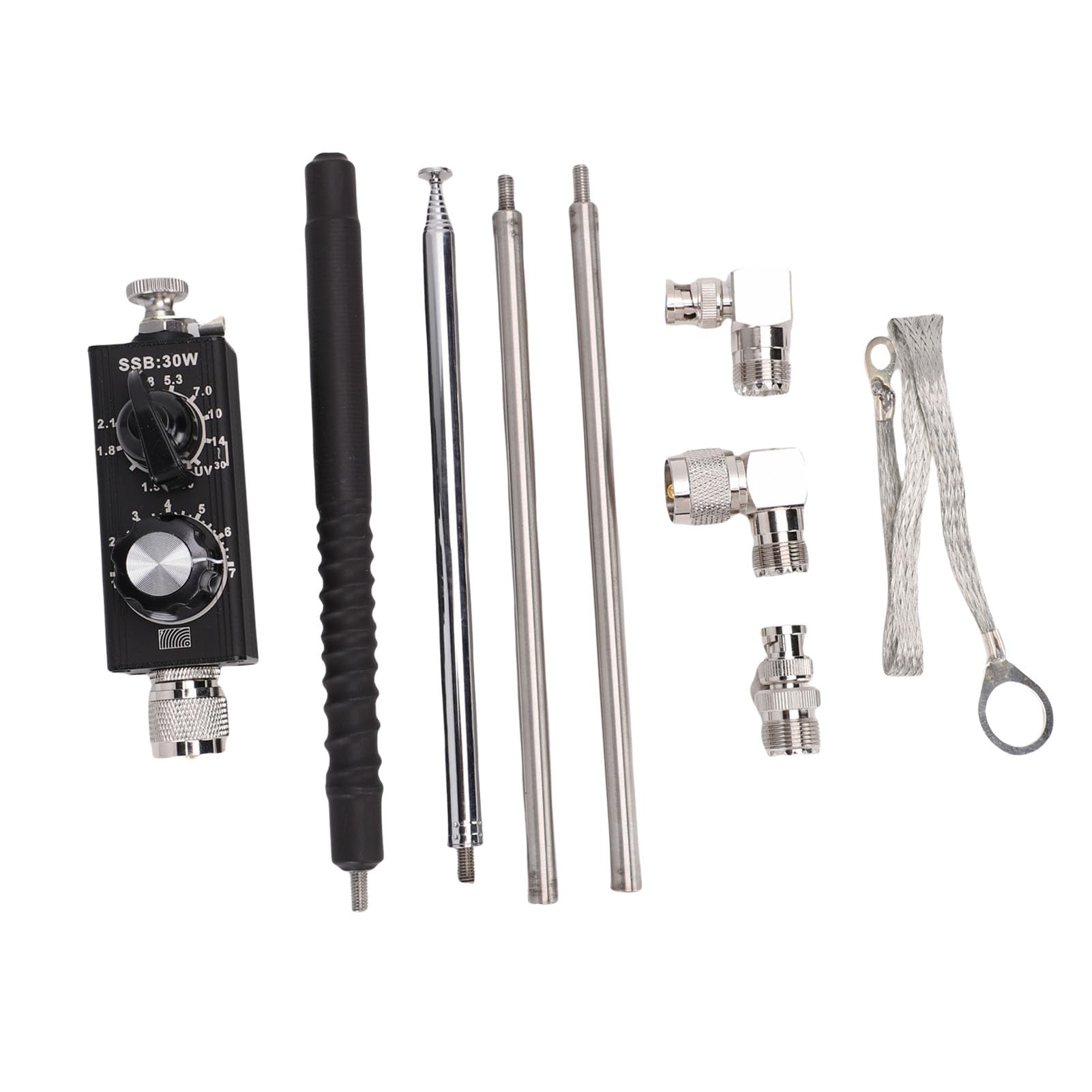 Antena de Onda Corta QRP, Antena HF Multibanda Portátil 30W 1.8-30MHz con Frecuencia Ajustable, Antena Sintonizable VHF UHF para Radioaficionados, Uso Interior Exterior con