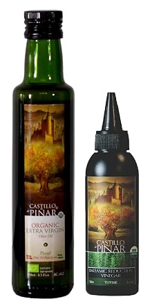 Castillo de Pinar 1 First Cold Pressed ORG Extra Virgin Olive Oil Picual Single-Variety 500ml 1 Thyme Balsamic Reduced Vinegar 150ml