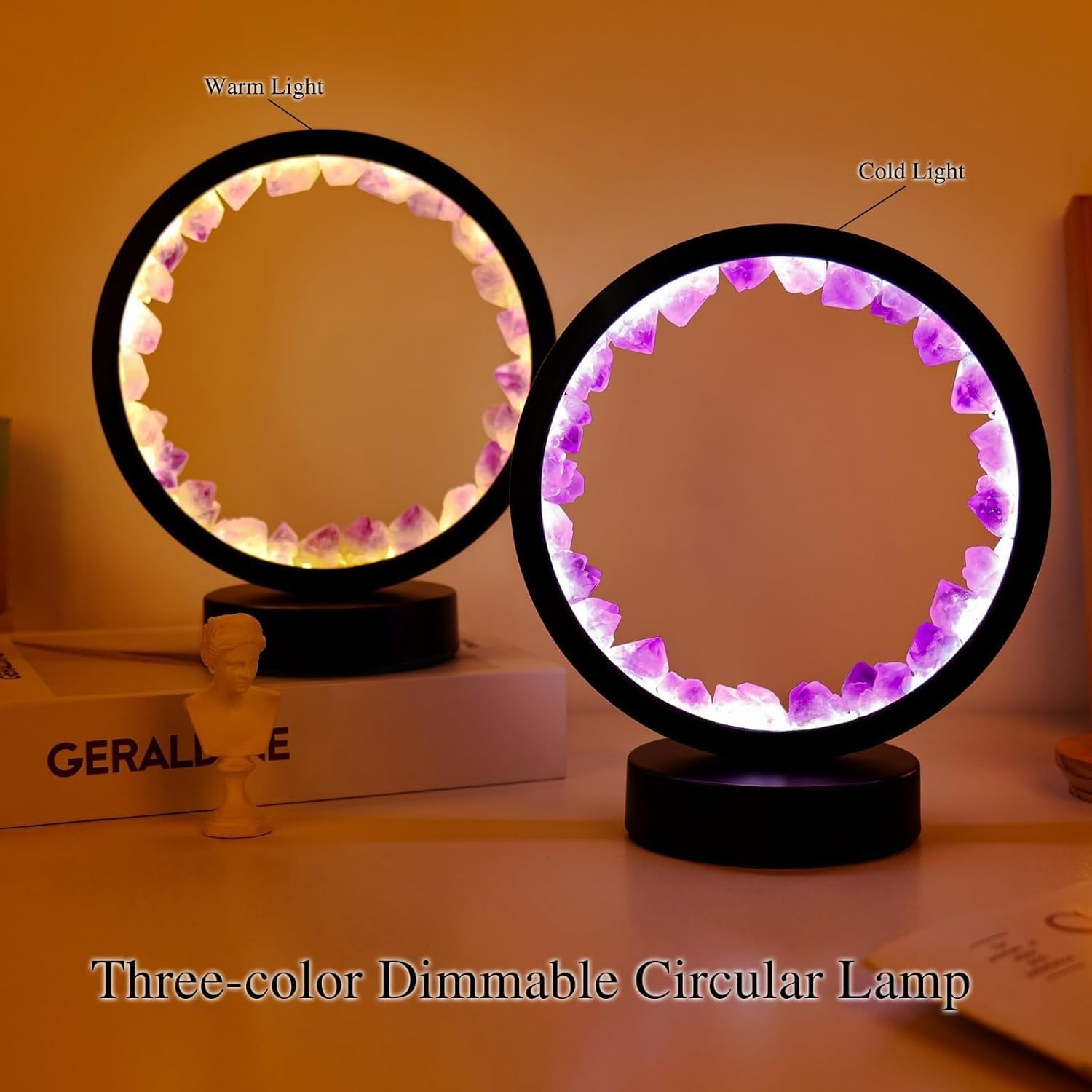 Forest Style Rock Biomimetic Plants Crystal Table Lamp USB réglable Tri-couleur éclairage en cristal pour décoration bureau maison