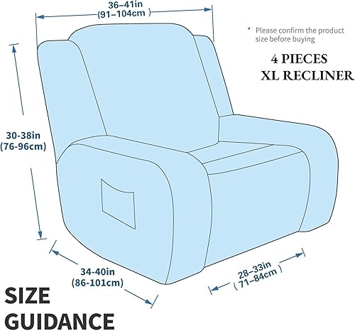 Vista 20 de MAXIJIN - Funda para sillón reclinable de terciopelo de 4 piezas, elástica, afelpada, gruesa y suave, con bolsillo lateral (camello)