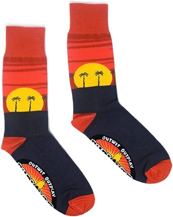 CBS Survivor Outwit, Outplay, Outlast Sunrise Knit Socks Officially Licensed Cozy Crew Socks for Survivor Fans