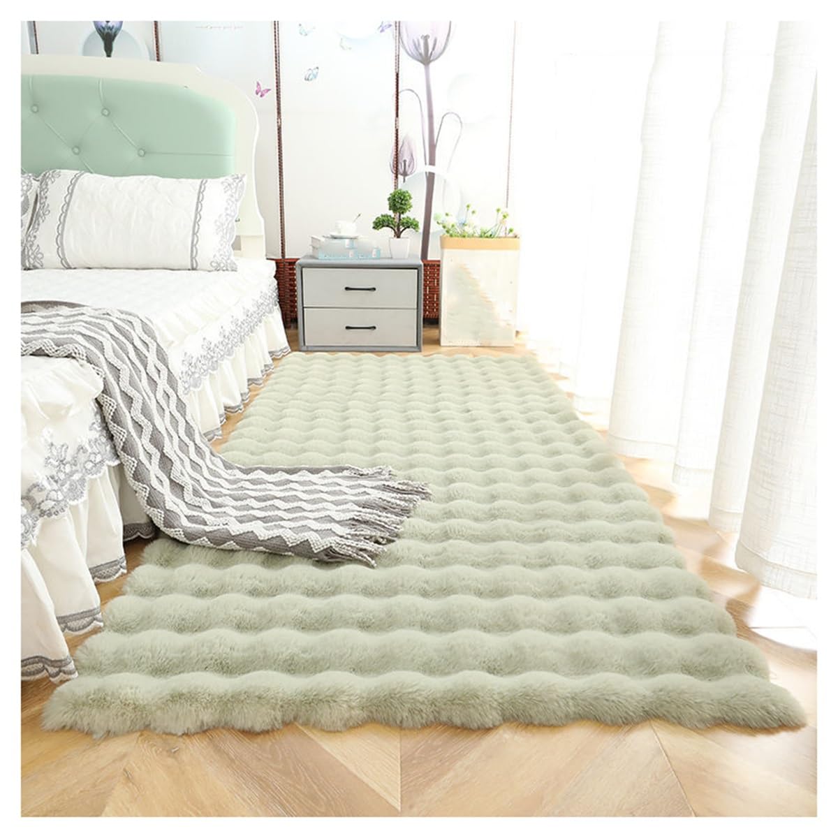 Tapis en fausse fourrure moelleux et lavable pour un sol chaud