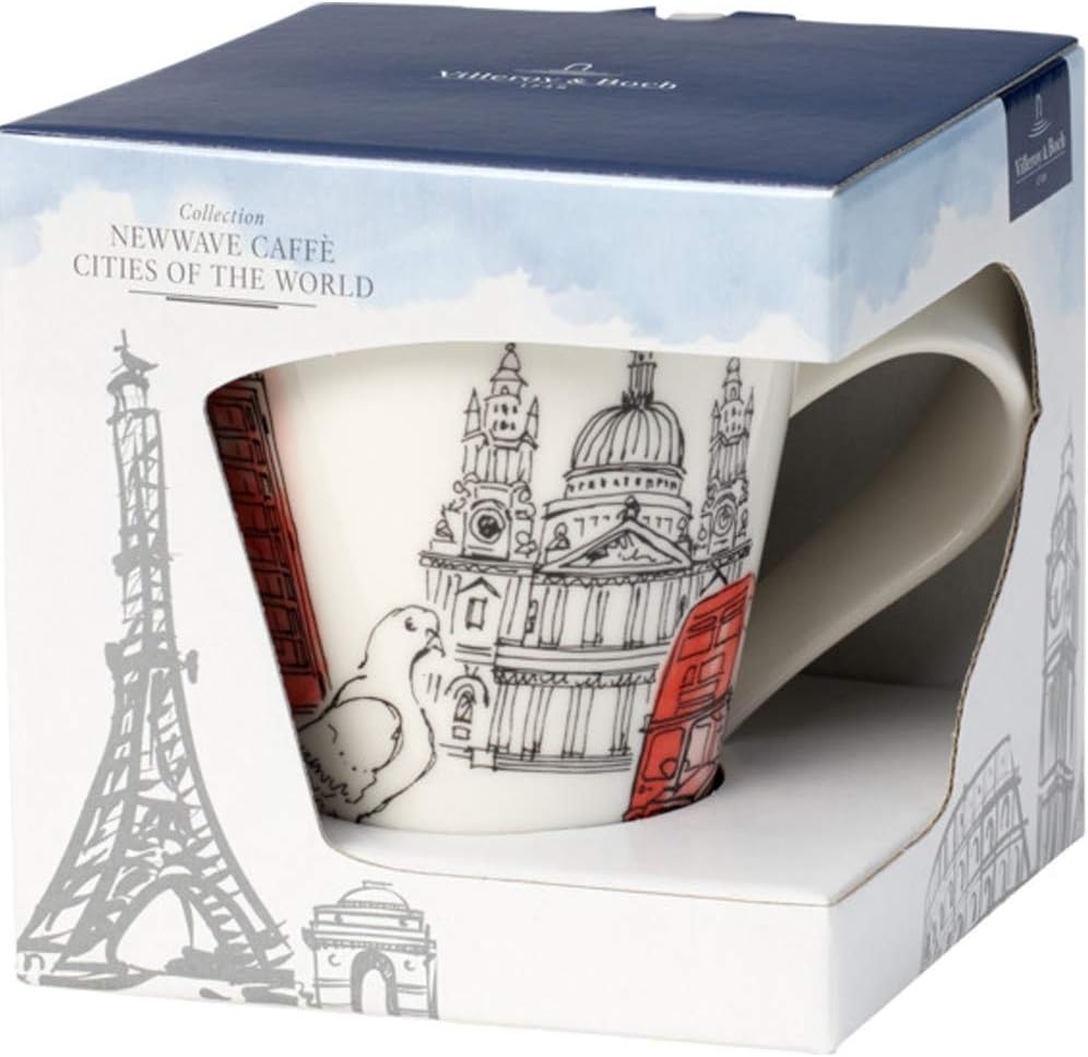 Big Sale New Wave Caffé Cities of the World Mug London By Villeroy & Boch - Premium Porcelain - Made in Germany - Dishwasher and Microwave Safe - Gift Boxed - 11.75 Ounce Capacity