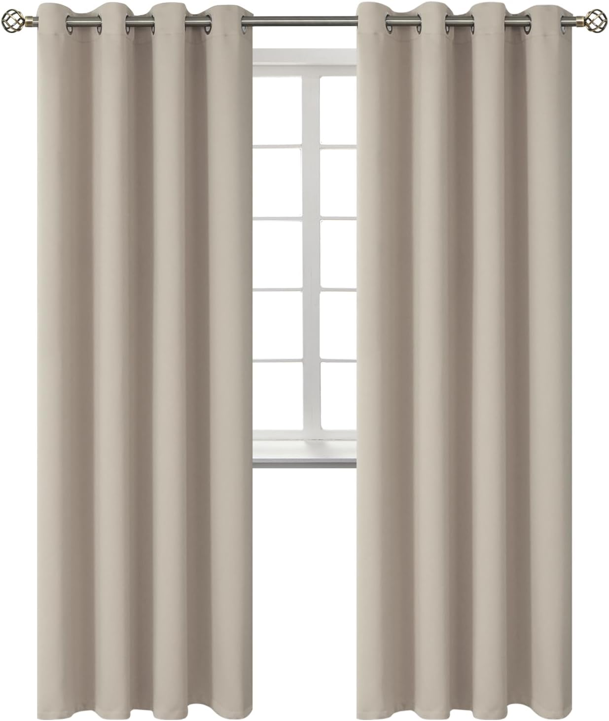 BGment Room Darkening Curtains, 84in, 2 Panels, Camel