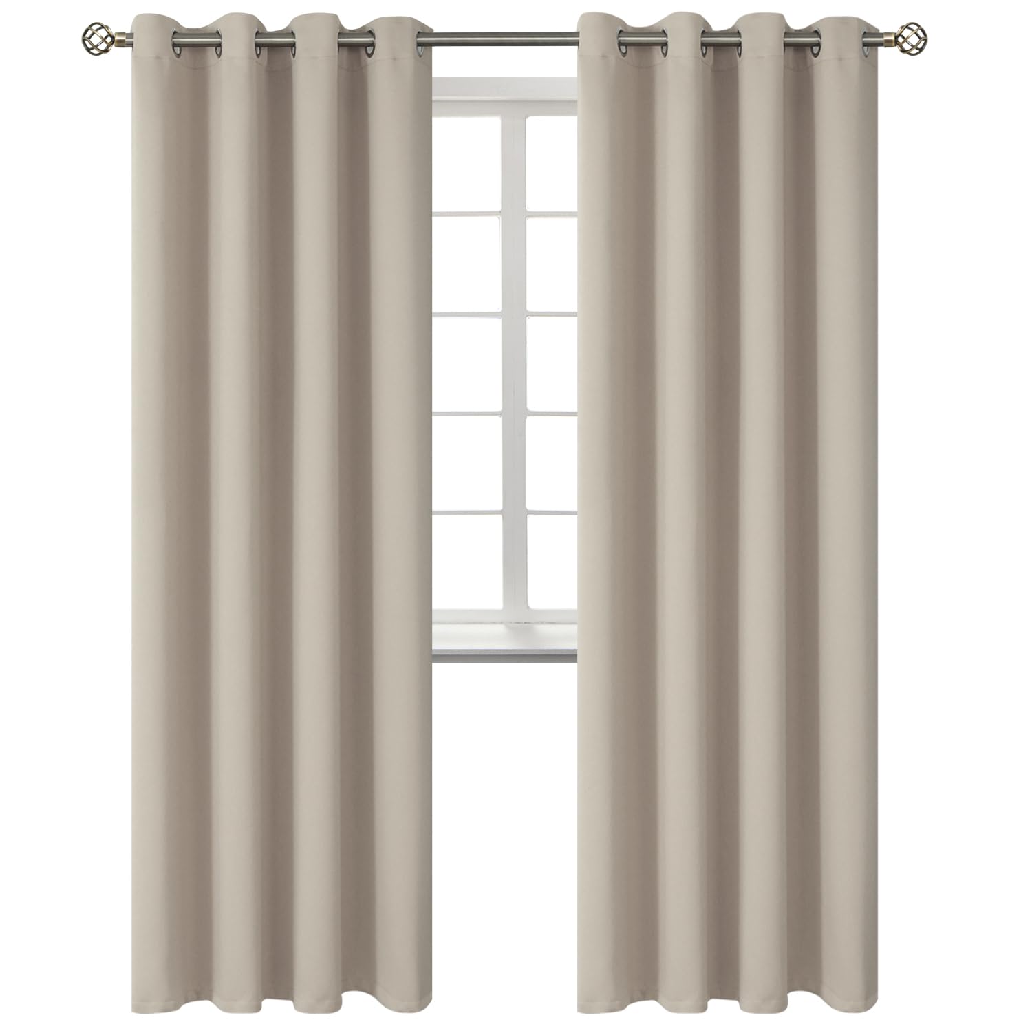 BGment Room Darkening Curtains 84 Inches Long - Grommet Thermal Insulated Drapes Window Treatment Curtains for Bedroom, 2 Panels, 52 x 84 Inch, Camel