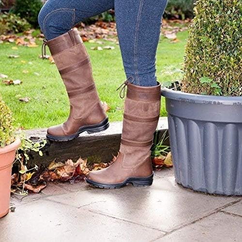 Ladies Women Horse Riding Outdoor Leather Waterproof Country Stable Yard Boots