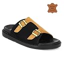 SADEBA Men's Genuine Leather Adjustable Buckle Sandals, Lightweight Daily Wear Use Tan 8 UK/IND gallery image