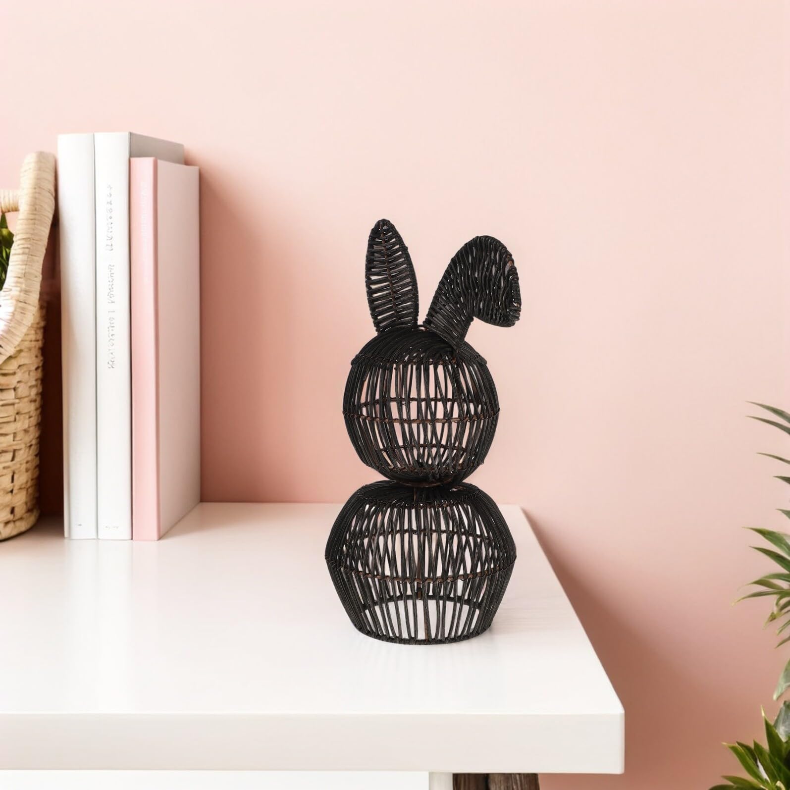 Healeved Piccolo Coniglietto Intrecciato in Rattan 15x30 Cm – Decorazione Pasquale Primaverile Artigianale per Casa e Tavolo, Coniglio Decorativo Rustico per Soggiorno e Ambienti Interni