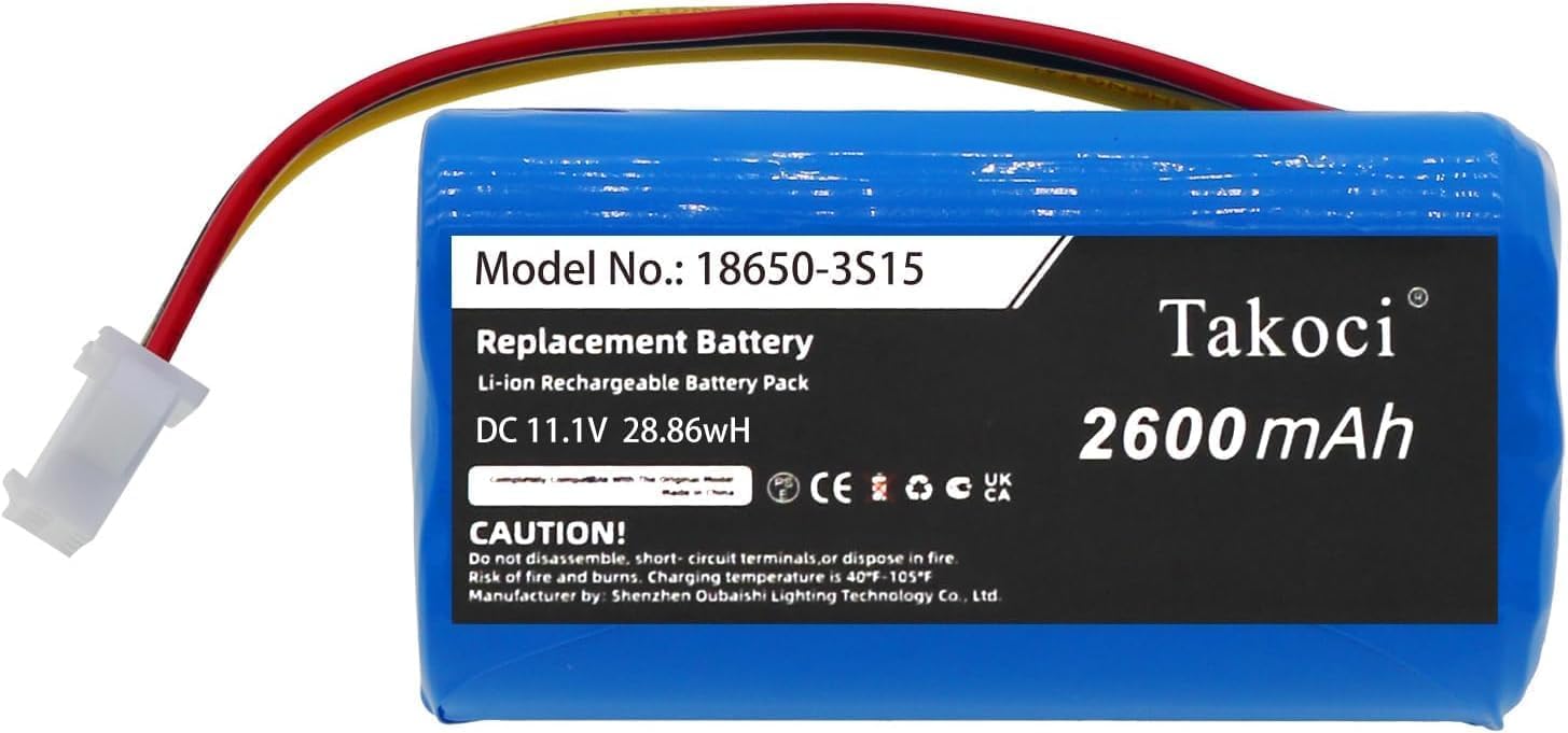 2600mAh/11.1V PUCRC25 Replacement Battery Compatible with PUCRC25 PUCRC25_0 PUCRC26B 18650-3S15 S460 Robot Vacuum Cleaner Battery
