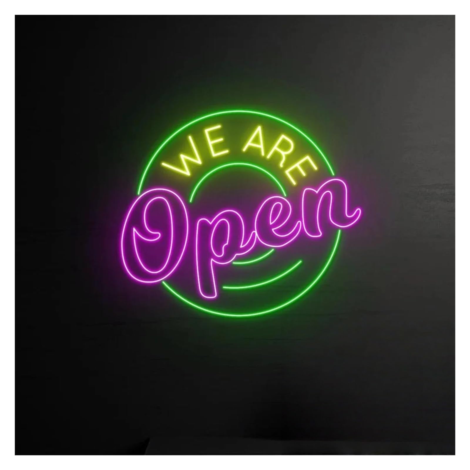 RONGCH Hanging Art Signs We are Open Neon Sign for Business Storefront Window Or Wall,Dimmable Light Diner Cafe Restaurant Bar Salon 50cm