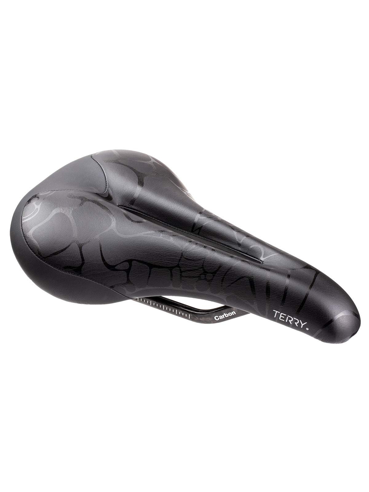 Terry Butterfly Carbon Bike Saddle - Bicycle Seat for Women - Flexible & Comfortable - Low Profile, Flat top - Black Leather - Black,