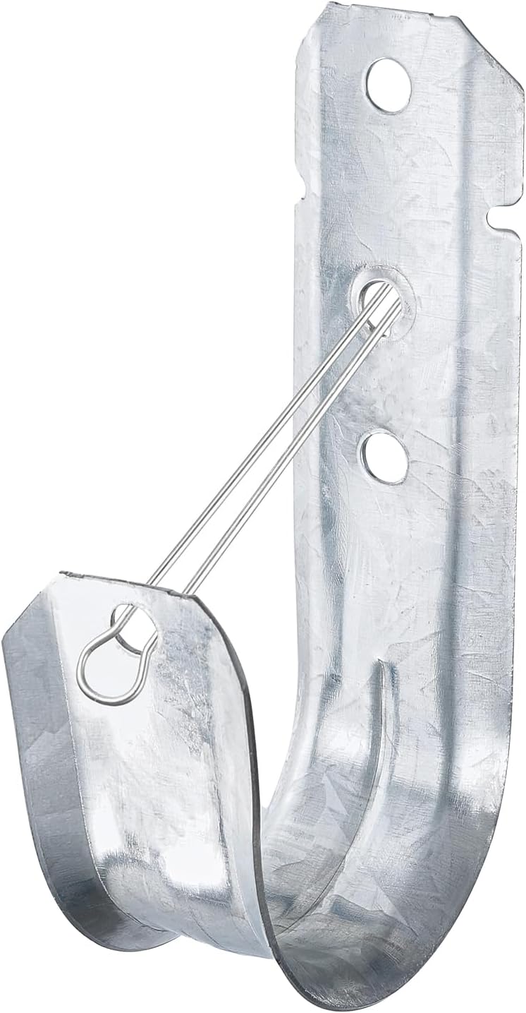 COCODE 50 Pack Wall Mount 2’’ J Hooks with Retainer Clip Galvanized Steel Cable Hangers Heavy Duty Utility Hooks Cable Management Support for Structured Cabling