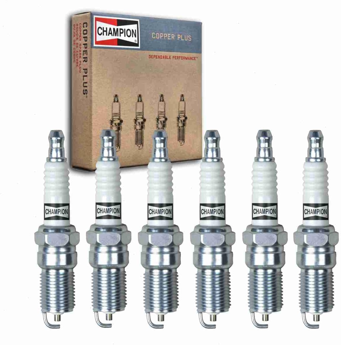 6 pc Champion Copper Plus Spark Plugs compatible with GMC Sonoma 4.3L V6 1996-2004