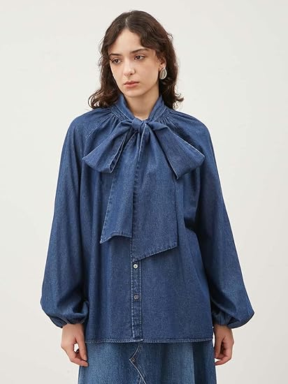 ミラオーウェン　2WAYデニムボウタイブラウス　サイズ1 ミラオーウェン 2WAYデニムボウタイブラウス サイズ1