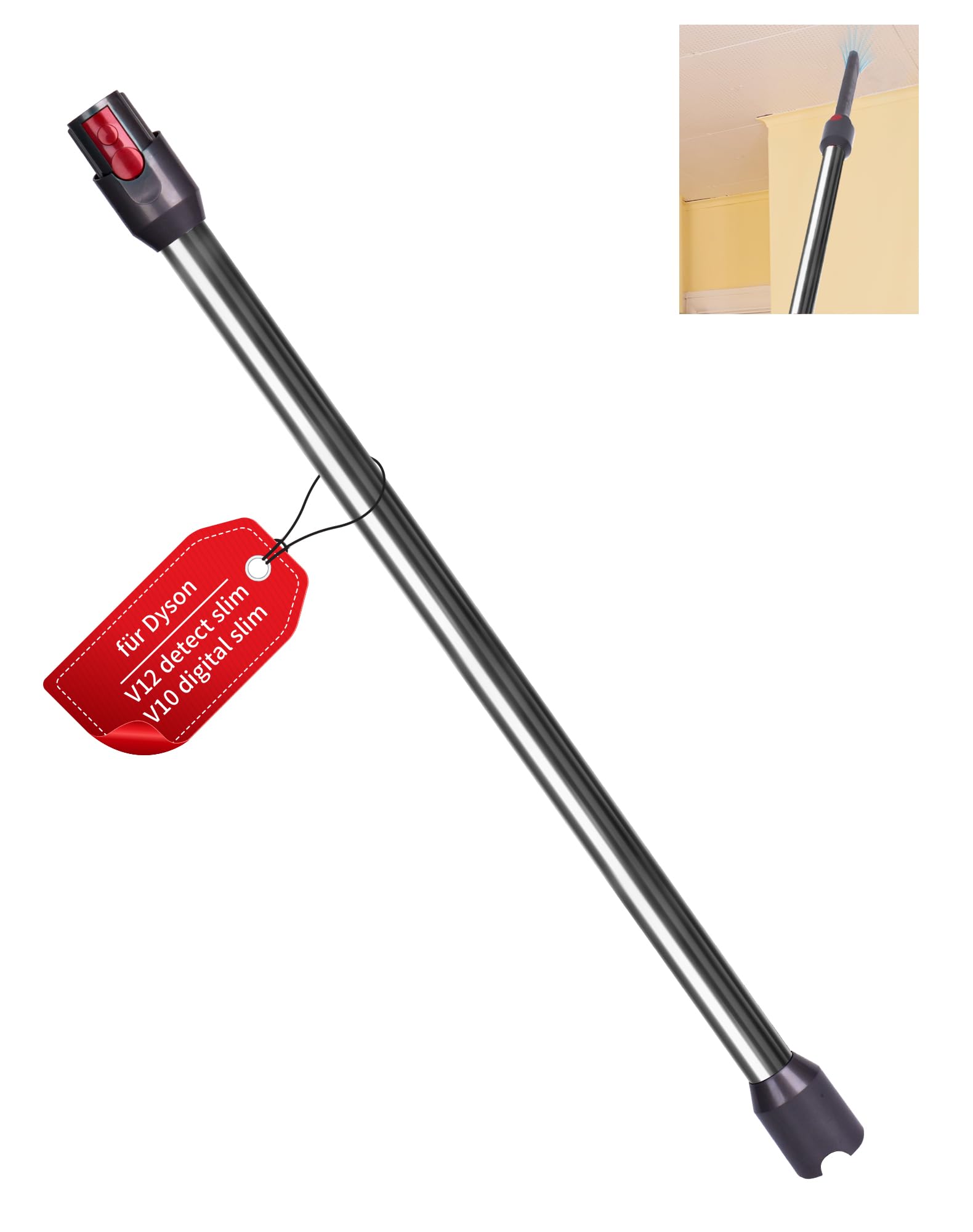 Verlängerungsrohr für Dyson V12 Detect Slim / V10 Digital Slim Stabstaubsauger, 74 cm Aluminium Teleskoprohr mit Schnellspanner – Ersatz Saugrohr Zubehör