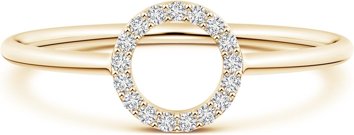 Lab Created Diamond Open Circle Ring in 14k Solid Gold/Silver (0.09 ctw, H Color, SI2 Clarity)
